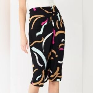 Nine West Women's Print Side Ruched Midi Skirt Sz S NWOT